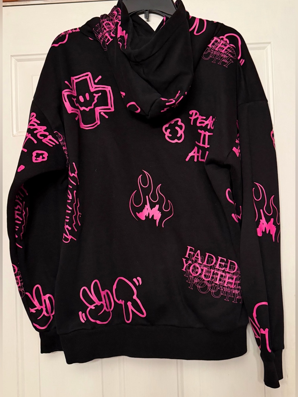Pacsun Mens Black & Pink Graphic Hoodie & Jogger Sweat Set - Streetwear - Medium - Picture 3 of 7